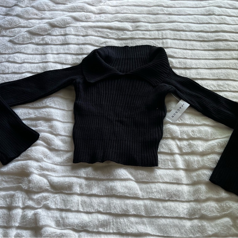 La Hearts Black Cowl Neck Sweater